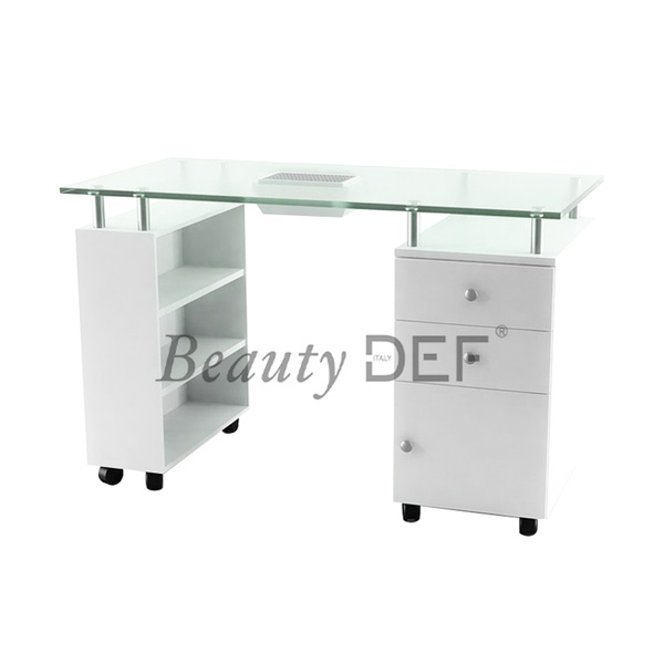 Glass Nail Table with Single Drawer 1.1m-013