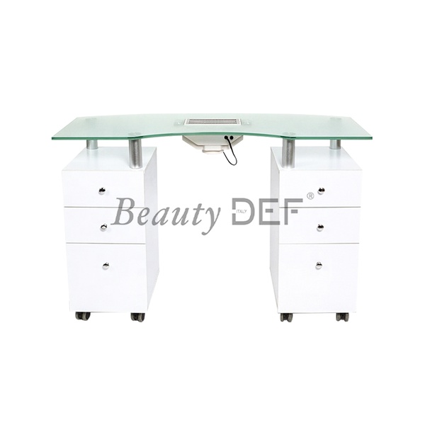 Glass Nail Table with Dual Drawers 1.2m-005